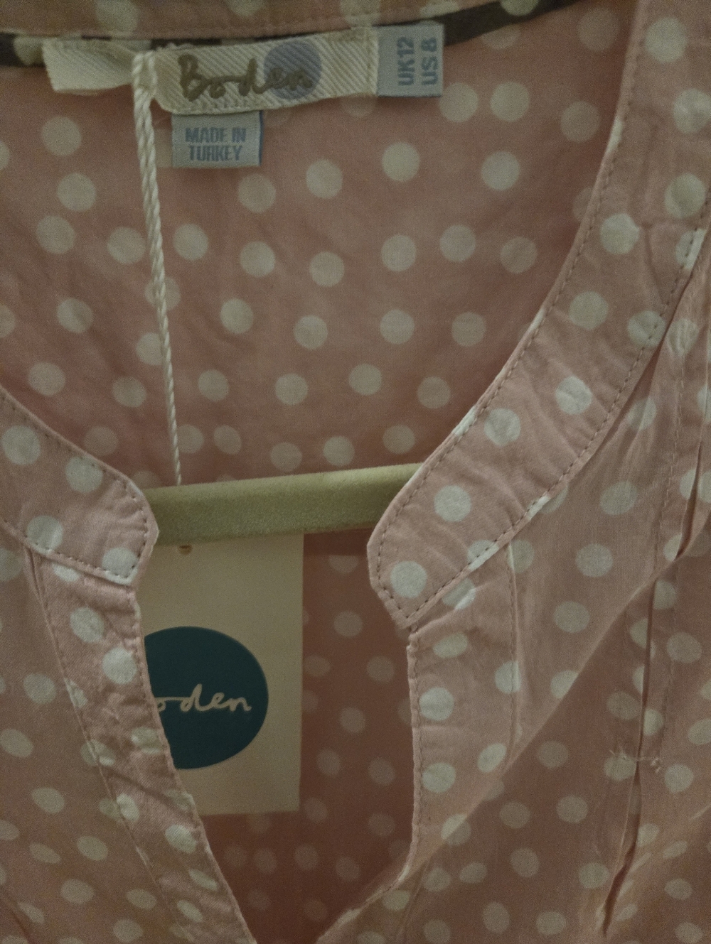 Boden Polka Dot Pink Women's Button-Front Top - Picture 4 of 4